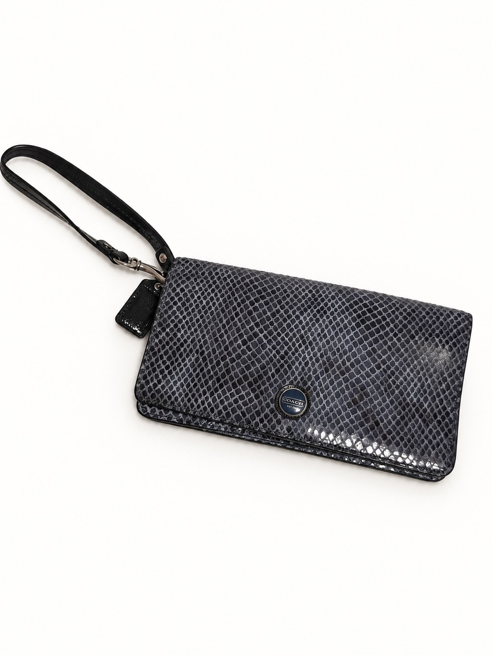 Coach Men's Gray Snake-Embossed Wristlet Wallet